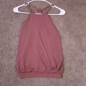 Express high neck key hole back silky tank